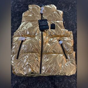 MACKAGE Kids  Charlee Metallic Puffer Vest Gold Black Pick Size. NWT Pick Size